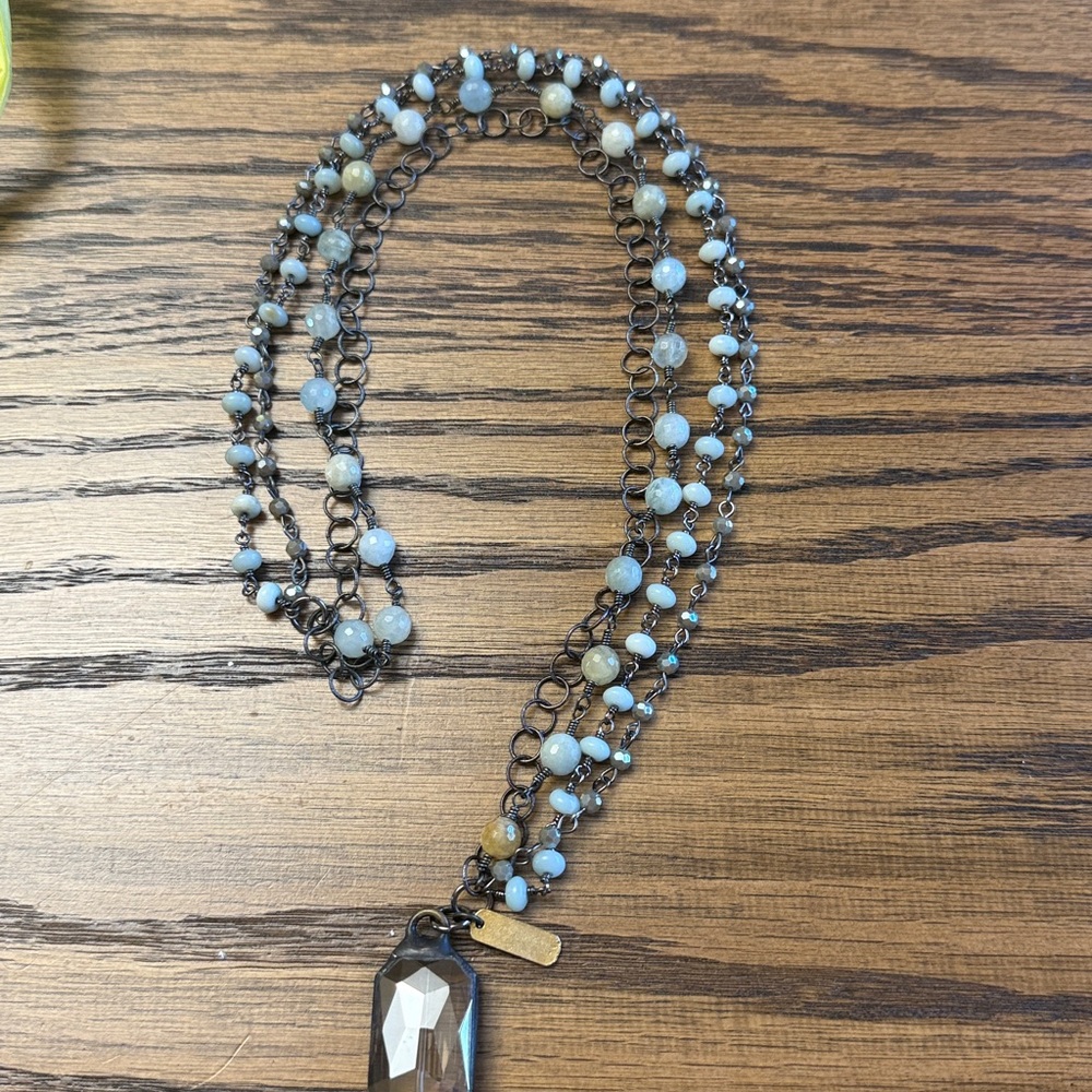 Beaded Chain Necklace with Pendant